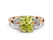 Solitaire Engagement Ring Setting for Fancy Yellow Radiant Cut Center with Marquise Flower Shoulders and Prong Head in Rose Gold