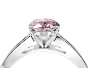 Solitaire Engagement Ring Setting for Fancy Pink Oval Center with Princess Cut Channel Band and Prong Head in Platinum
