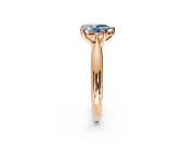 Solitaire Engagement Ring Setting for Fancy Blue Pear-Shaped Center with Reverse Tapered Band and Prong Head in Rose Gold