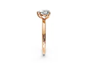 Low-Set Solitaire Engagement Ring Setting for Heart-Shaped Center with Thin Plain Band and Prong Head in Rose Gold