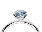 Low-Set Solitaire Engagement Ring Setting for Fancy Blue Oval Center with Thin Plain Band and Prong Head in Platinum