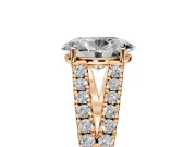Solitaire Engagement Ring Setting for Oval Center with Pave Split Shank and Prong Head in Rose Gold