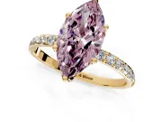 Solitaire Engagement Ring Setting for Fancy Pink Marquise Center with Fine Pave Accents and Prong Head in Yellow Gold