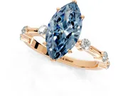 Solitaire Engagement Ring Setting for Fancy Blue Marquise Center with Bezel Station Band and Prong Head in Rose Gold