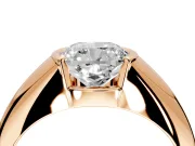Tension Engagement Ring Setting for Cushion Cut Center with Wide Tapered Band and Tension Head in Rose Gold