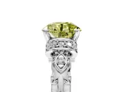Solitaire Engagement Ring Setting for Fancy Yellow Round Cut Center with Filigree Band and Prong Head in Platinum