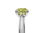 Solitaire Engagement Ring Setting for Fancy Yellow Cushion Cut Center with Reverse Tapered Band and Prong Head in Platinum