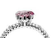 Rope Engagement Ring Setting for Fancy Pink Heart-Shaped Center with Accent Shoulders and Prong Head in Sterling Silver