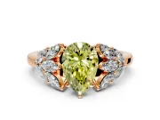 Leaf Cluster Engagement Ring Setting for Fancy Yellow Pear-Shaped Center with Marquise Accents and Prong Head in Rose Gold