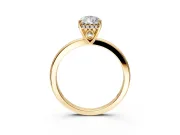 Solitaire Engagement Ring Setting for Pear-Shaped Center with Fine Wire Band and Prong Head in Yellow Gold