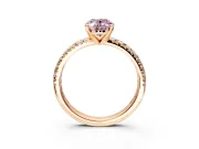 Solitaire Engagement Ring Setting for Fancy Pink Oval Center with Large Accents and Prong Head in Rose Gold