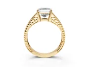 Split Shank Engagement Ring Setting for Asscher Cut Center with Pave Split Shank and Prong Head in Yellow Gold