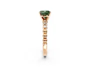 Solitaire Engagement Ring Setting for Fancy Green Cushion Cut Center with Bezel-Dot Beaded Band and Prong Head in Rose Gold