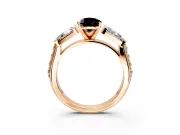Channel-Set Engagement Ring Setting for Fancy Black Pear-Shaped Center with Baguette Band and Prong Head in Rose Gold