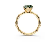 Solitaire Engagement Ring Setting for Fancy Green Heart-Shaped Center with Bamboo Band and Prong Head in Yellow Gold