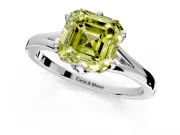 Solitaire Engagement Ring Setting for Fancy Yellow Asscher Cut Center with Plain Split Shank and Prong Head in Sterling Silver