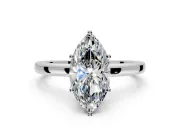 Solitaire Engagement Ring Setting for Marquise Center with Plain Band and Tulip Prong Head in White Gold