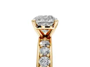 Solitaire Engagement Ring Setting for Cushion Cut Center with Channel-Set Accents and Prong Head in Yellow Gold