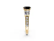 Channel-Set Engagement Ring Setting for Fancy Black Round Cut Center with Baguette Band and Prong Head in Yellow Gold