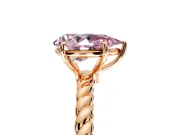 Solitaire Engagement Ring Setting for Fancy Pink Pear-Shaped Center with Plain Twisted Rope Band and Prong Head in Rose Gold