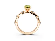 Solitaire Engagement Ring Setting for Fancy Yellow Emerald Cut Center with Bezel Station Band and Prong Head in Rose Gold