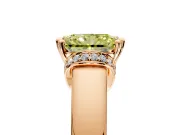 Solitaire Engagement Ring Setting for Fancy Yellow Radiant Cut Center with Wide Band, Pave Collar and Prong Head in Rose Gold