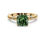 Rope Engagement Ring Setting for Fancy Green Cushion Cut Center with Accent Shoulders and Prong Head in Yellow Gold
