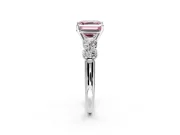 5 Stone Engagement Ring Setting for Fancy Pink Asscher Cut Center with Graduated Accents and Prong Head in Sterling Silver