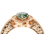 Milgrain Halo Engagement Ring Setting for Fancy Green Marquise Center with Pave Band and Prong Head in Rose Gold