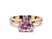 Solitaire Engagement Ring Setting for Fancy Pink Heart-Shaped Center with Wire Band and Prong Head in Rose Gold