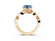 Solitaire Engagement Ring Setting for Fancy Blue Heart-Shaped Center with Carved Leaf Shoulders and Prong Head in Rose Gold