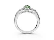 Cluster Engagement Ring Setting for Fancy Green Pear-Shaped Center with Round Cut Accent Frame and Prong Head in Sterling Silver