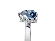 Hidden Halo Engagement Ring Setting for Fancy Blue Heart-Shaped Center with Wide Flat Plain Band and Prong Head in White Gold