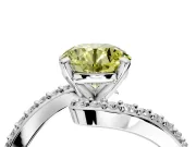 Solitaire Engagement Ring Setting for Fancy Yellow Round Cut Center with Pave Bypass Swirl Band and Prong Head in Platinum