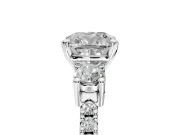 3 Stone Engagement Ring Setting for Cushion Cut Center with Round Cut Side Accents and Prong Head in Platinum