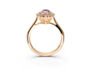Starburst Halo Engagement Ring Setting for Fancy Pink Marquise Center with Thin Round-Wire Band and Prong Head in Rose Gold