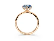 Hidden Halo Engagement Ring Setting for Fancy Blue Heart-Shaped Center with Thin Round-Wire Band and Prong Head in Rose Gold
