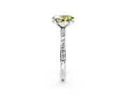 Solitaire Engagement Ring Setting for Fancy Yellow Oval Center with Pave Accents and Prong Head in Sterling Silver