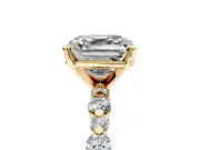 Solitaire Engagement Ring Setting for Asscher Cut Center with Alternating Size Accents and Prong Head in Yellow Gold