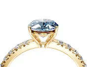 Solitaire Engagement Ring Setting for Fancy Blue Oval Center with Large Accent Band and Prong Head in Yellow Gold
