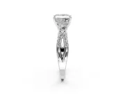3 Stone Engagement Ring Setting for Princess Cut Center with Pave Split Shank and Prong Head in Platinum