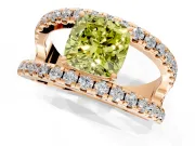 Solitaire Engagement Ring Setting for Fancy Yellow Cushion Cut Center with Wide-Open Split Shank and Prong Head in Rose Gold