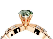 Solitaire Engagement Ring Setting for Fancy Green Pear-Shaped Center with Criss-Cross Accent Band and Prong Head in Rose Gold