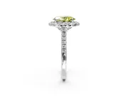 Halo Engagement Ring Setting for Fancy Yellow Oval Center with Raised Halo, Pave Band and Prong Head in Platinum