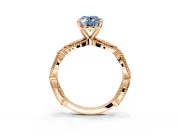 Solitaire Engagement Ring Setting for Fancy Blue Oval Center with Marquise Panel Band and Prong Head in Rose Gold