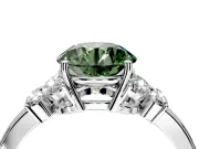 Solitaire Engagement Ring Setting for Fancy Green Round Cut Center with Marquise Flower Shoulders and Prong Head in White Gold