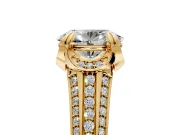 Solitaire Engagement Ring Setting for Oval Center with Accented Split Shank and Prong Head in Yellow Gold
