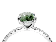 Solitaire Engagement Ring Setting for Fancy Green Marquise Center with Fine Pave Narrow Band and Prong Head in White Gold