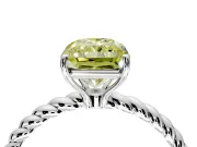 Solitaire Engagement Ring Setting for Fancy Yellow Radiant Cut Center with Plain Twisted Rope Band and Prong Head in White Gold