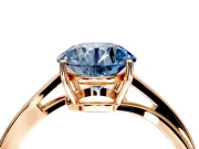 Solitaire Engagement Ring Setting for Fancy Blue Round Cut Center with Plain Bypass Twist Band and Prong Head in Rose Gold